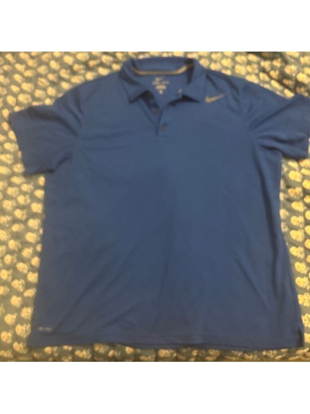 Nike Dri-FIT Blue Polo with Yellow Accents